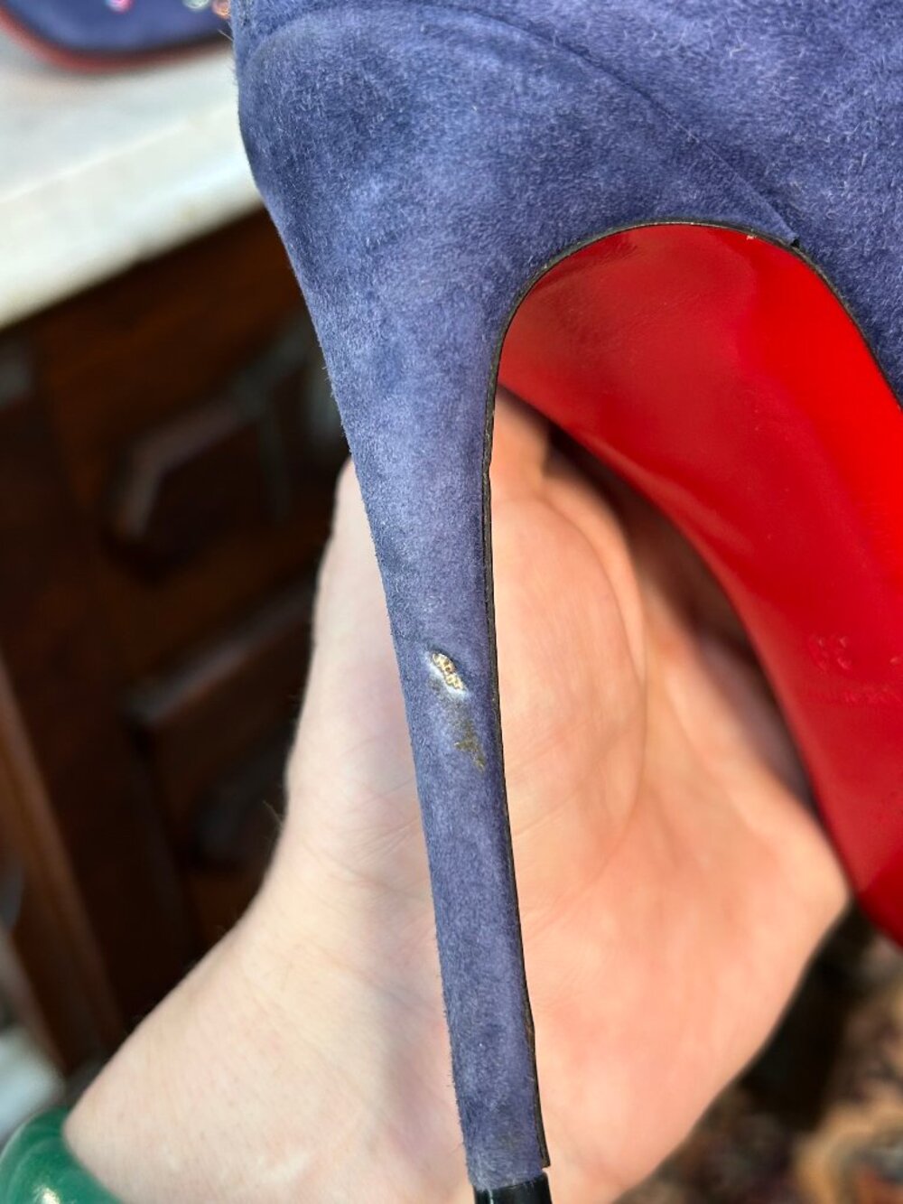 Christian Louboutin Keopump 100 Blue Suede Strass Pumps size 39 - Picture 7 of 7